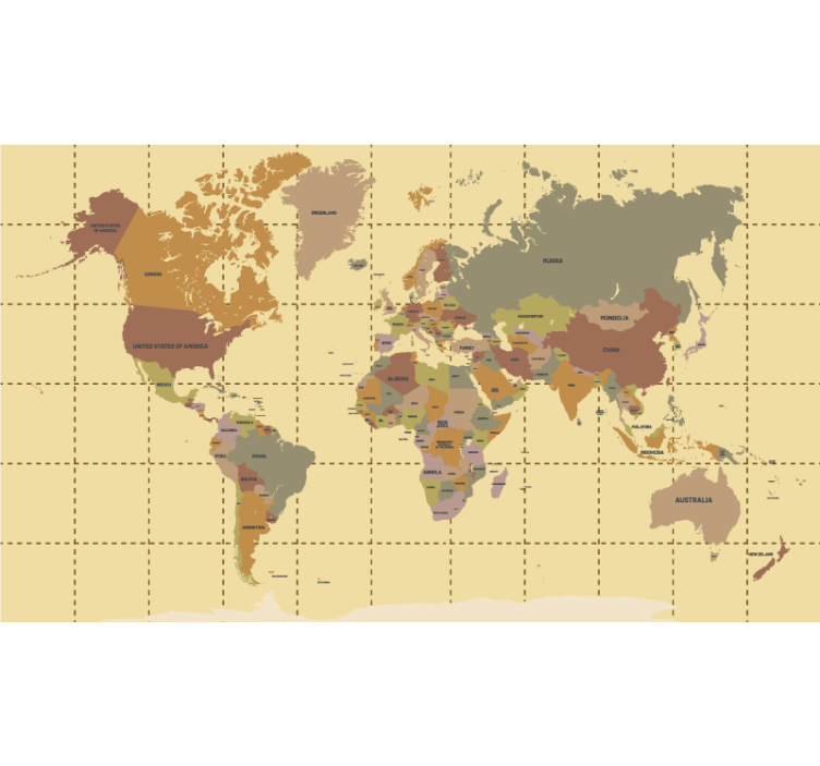 Geographic Coordinates world map roller blind - TenStickers