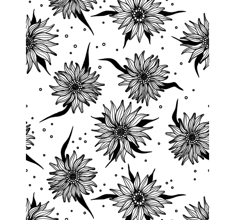 Black and white sunflowers floral roller blind - TenStickers