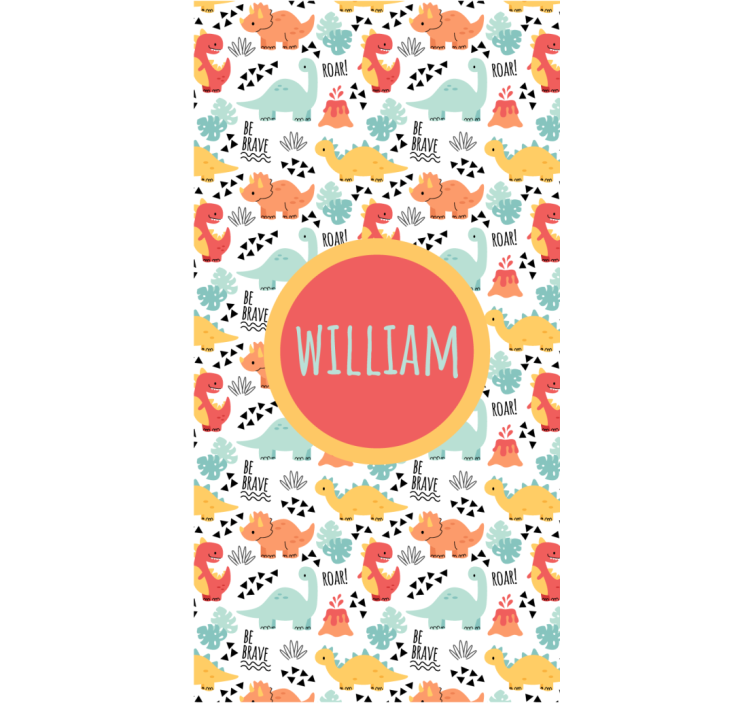 Dinosaur blind with baby dinosaurs and name circle - TenStickers