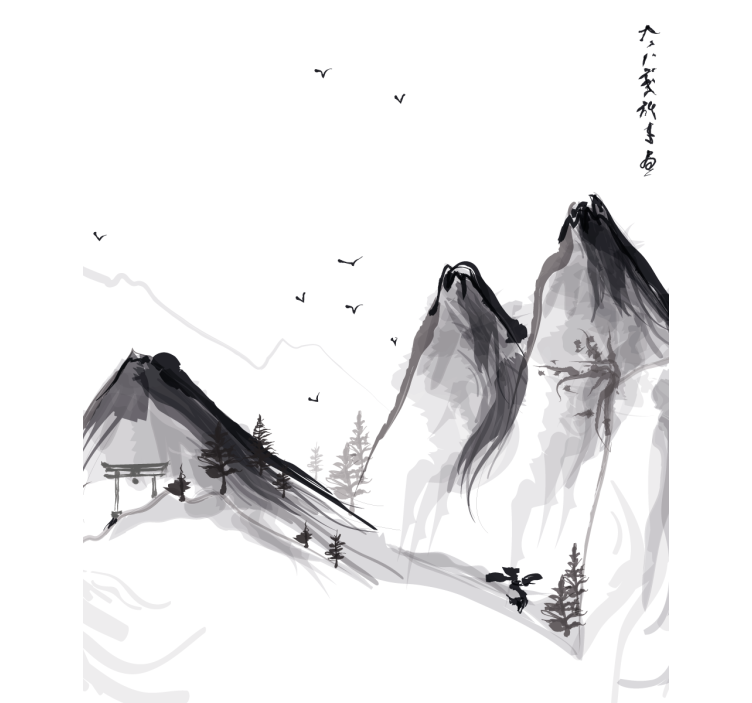 Japanese winter with mountains living room blind - TenStickers