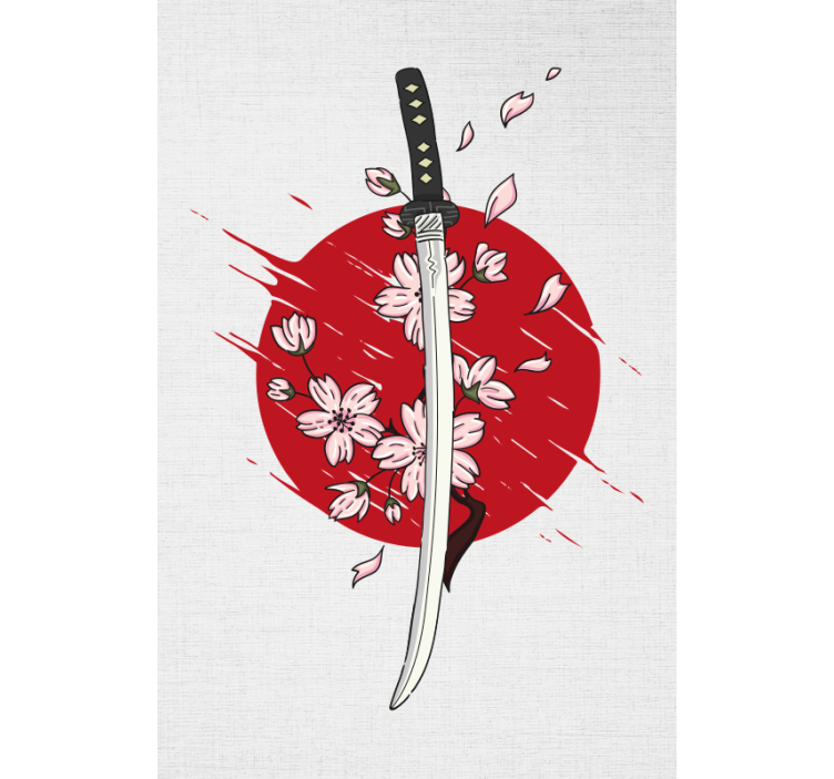 Samurai sword blossoms art deco blind - TenStickers