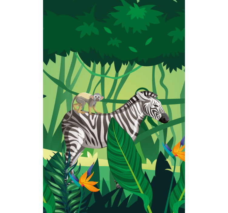 Zebra With Monkey animals blind - TenStickers