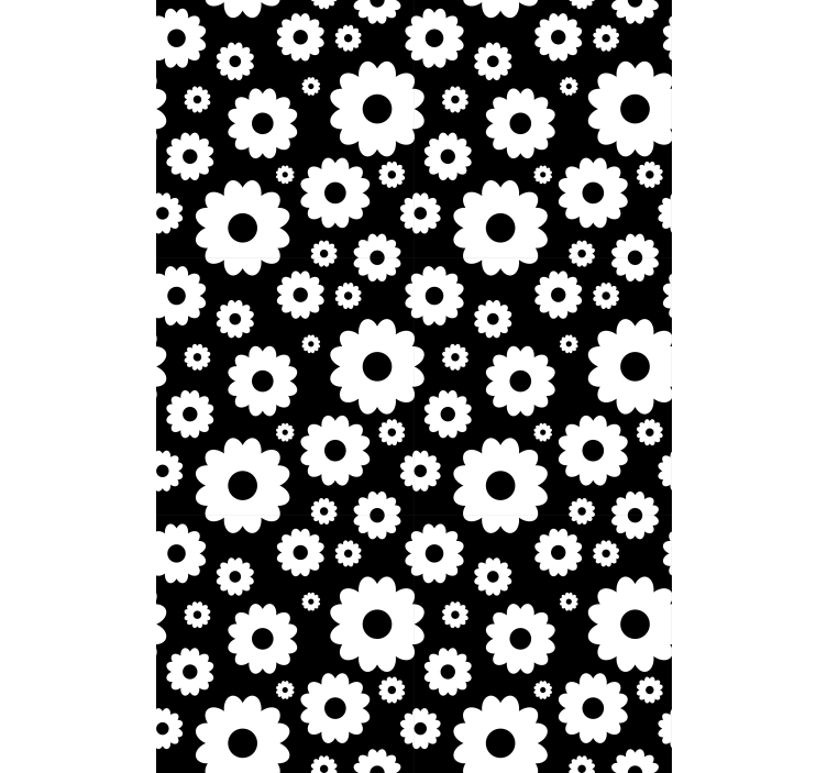 Black and white blossom pattern floral roller blind - TenStickers