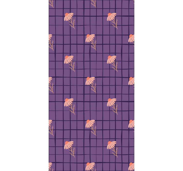 Checked pattern with daisies Living room blind - TenStickers