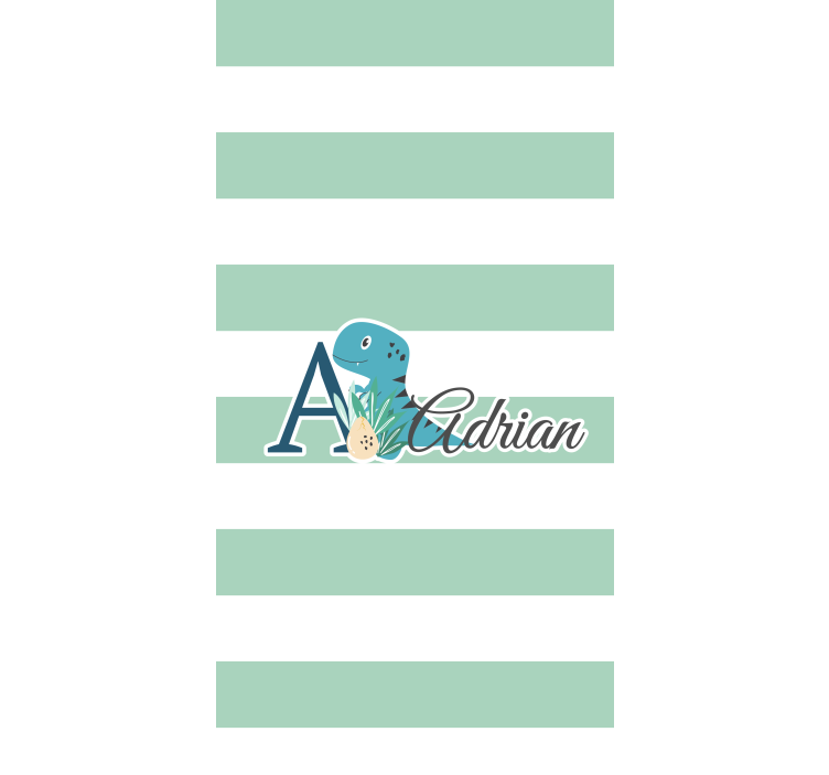 Striped dinosaur with name blind children - TenStickers