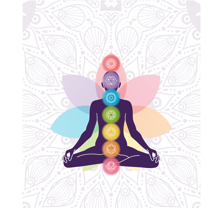 Meditating figure with chakras zen blind - TenStickers
