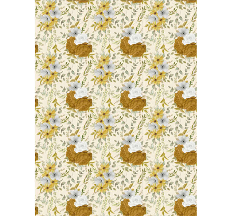 Beige and brown pattern blind flowers and plants - TenStickers