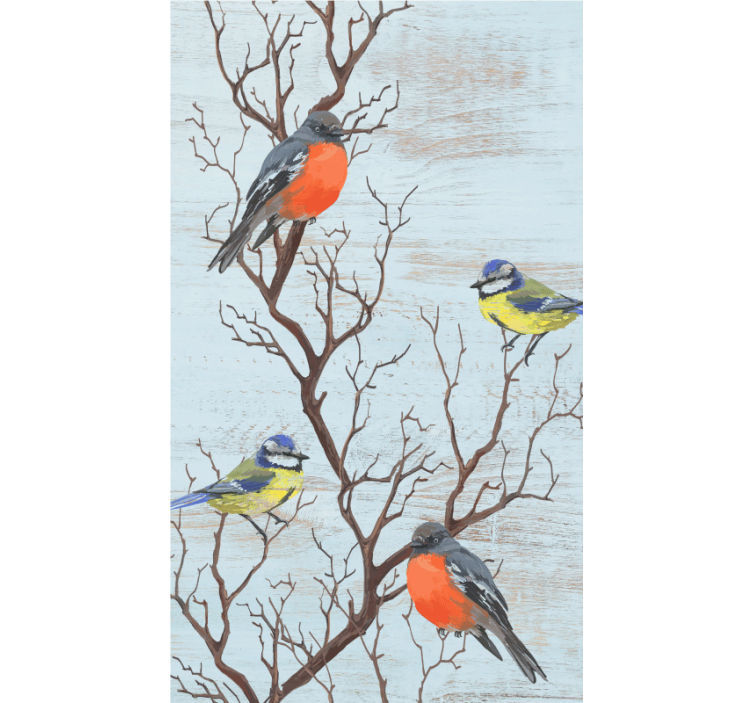 Birds on branches tree blind - TenStickers