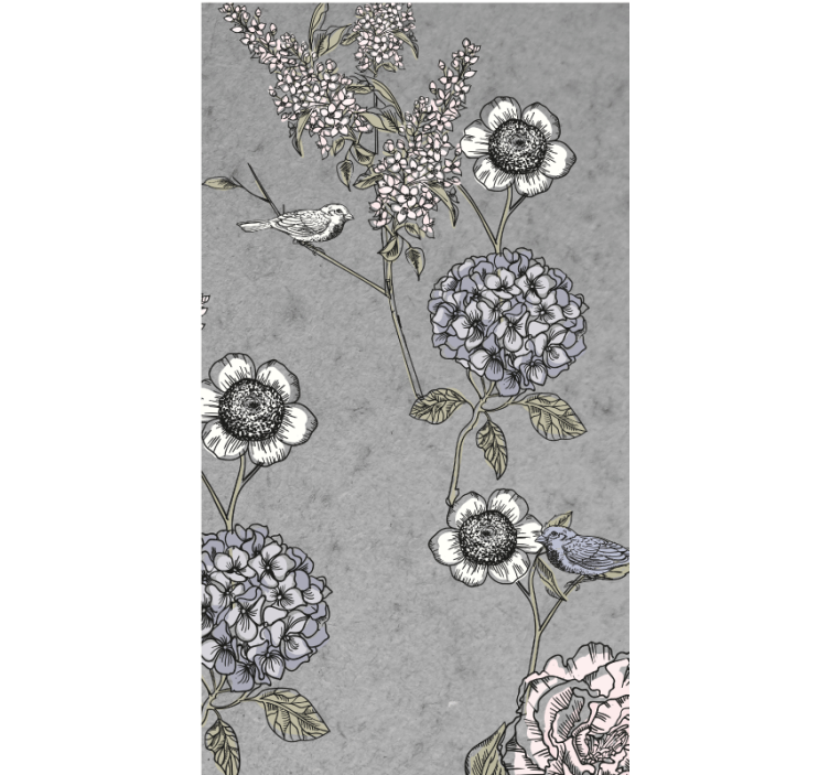 Grey gentle motif blind flowers and plants - TenStickers