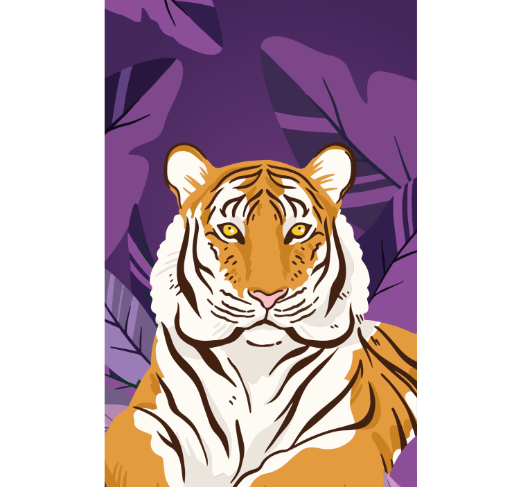 Tiger portrait with leaves animals blind - TenStickers