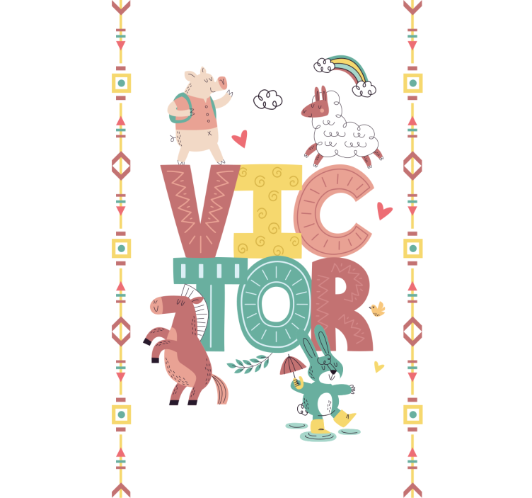 Boho animals with name blind children - TenStickers