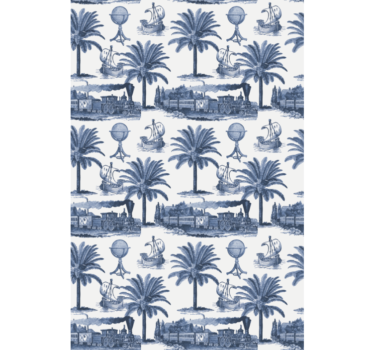 Blue palm scene retro roller blind - TenStickers