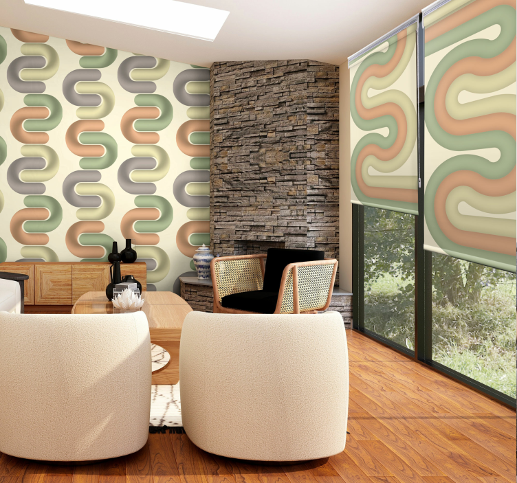 Curved line pattern living room blind - TenStickers