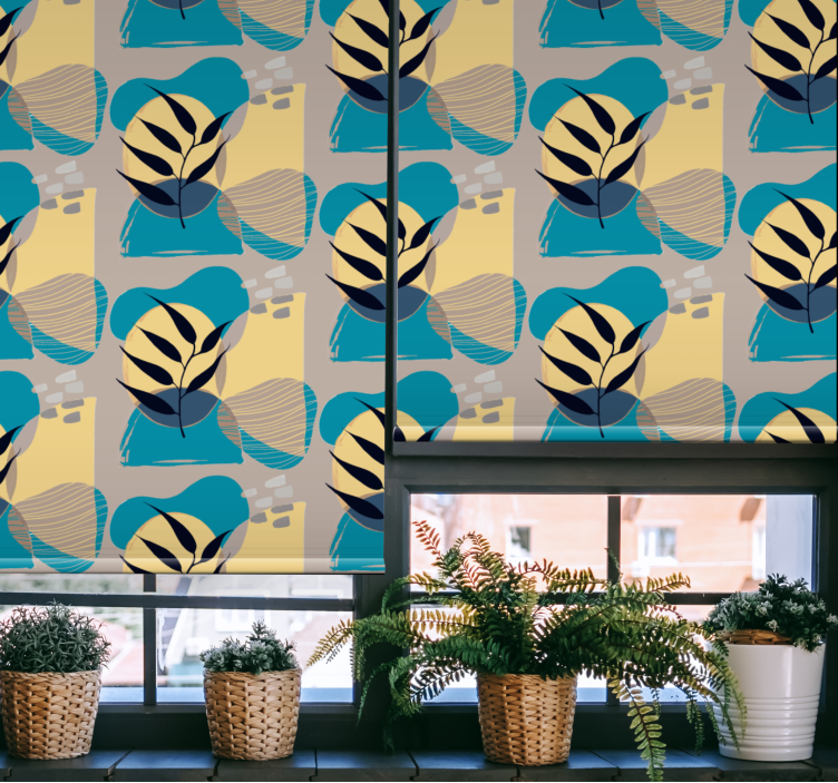 African style blue pattern roller blind - TenStickers