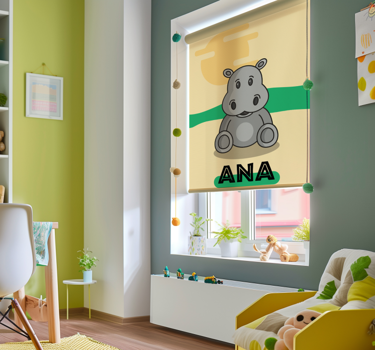 Baby hippopotamus Custom printed window shade - TenStickers