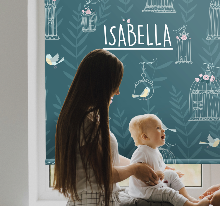 Blue birdcages with name blind children - TenStickers