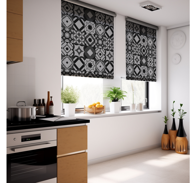 black tiles Kitchen blind - TenStickers