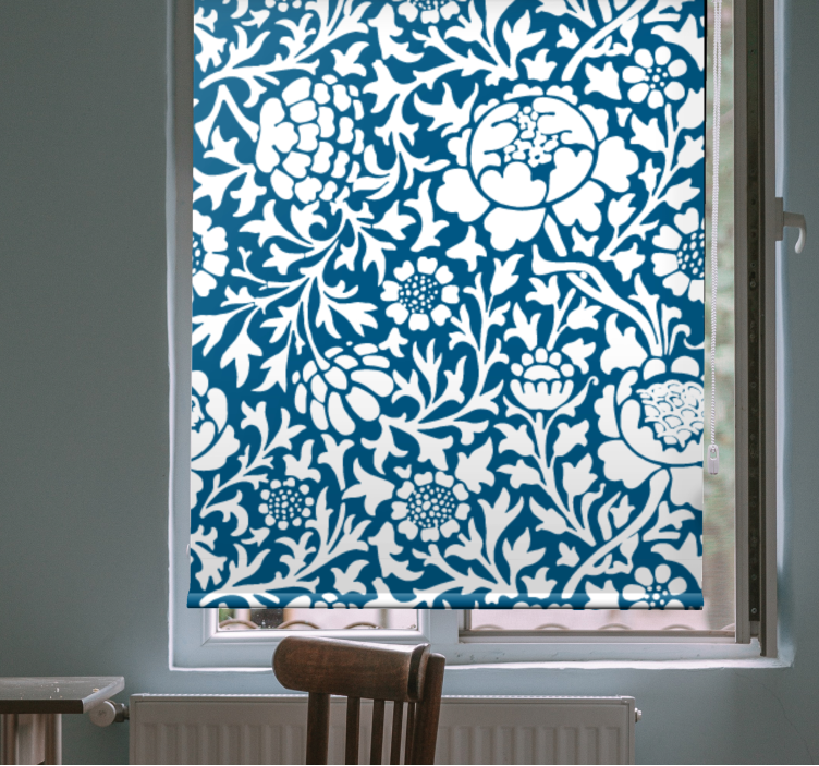 Blue vintage pattern floral roller blind - TenStickers