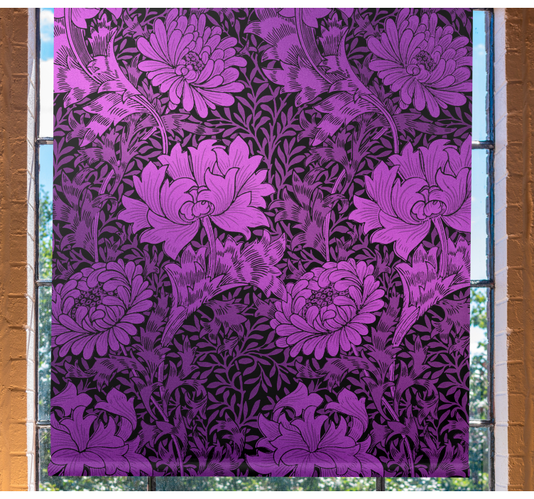 Purple botanical motif floral roller blind - TenStickers