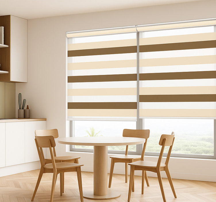 Brown beige stripe pattern  dining room blind - TenStickers