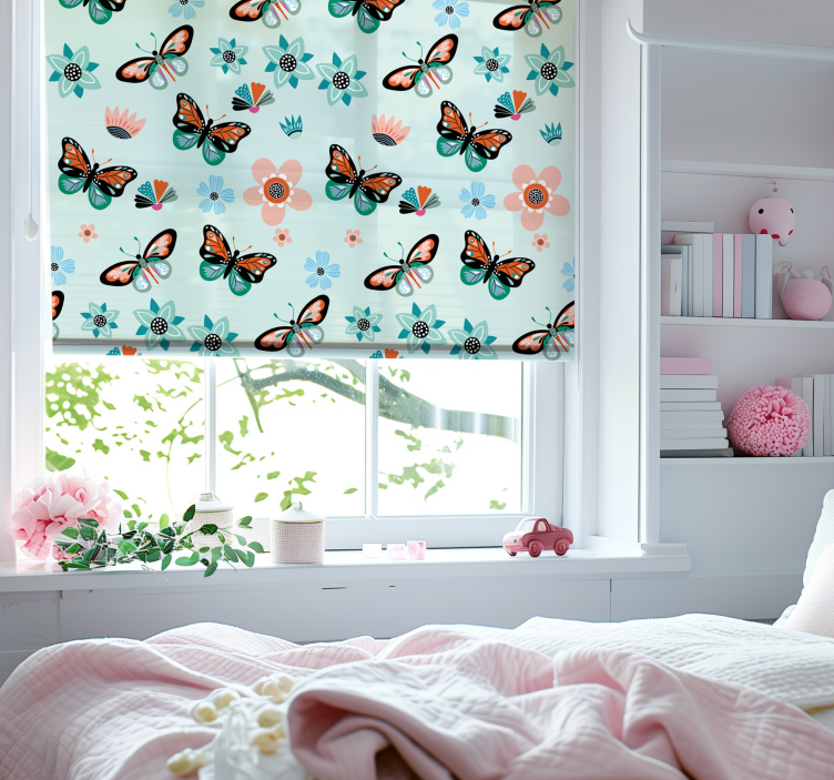 butterflies and flowers Childrens blind - TenStickers