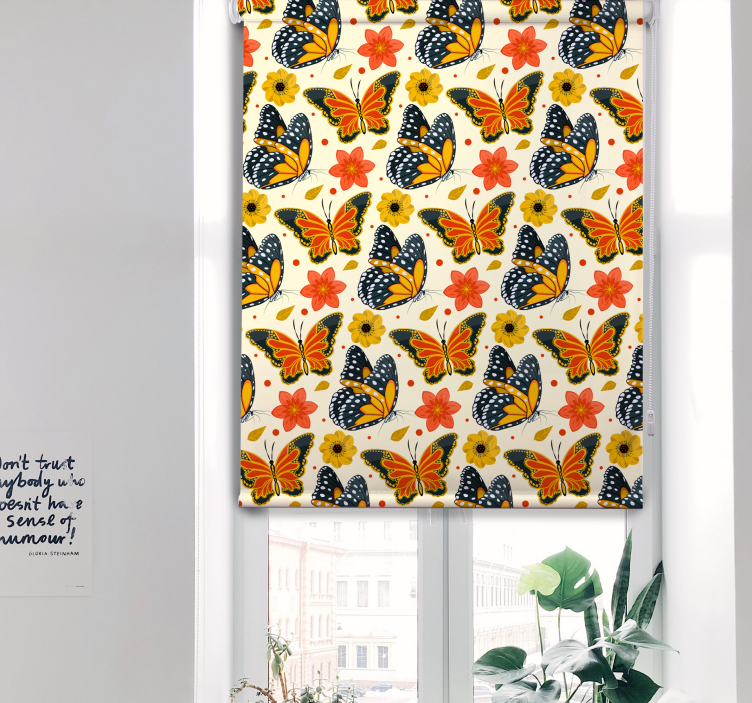 Butterflies Floral Pattern butterfly blind - TenStickers
