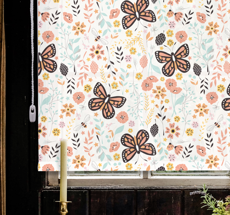 Butterflies pattern Original roller blind - TenStickers
