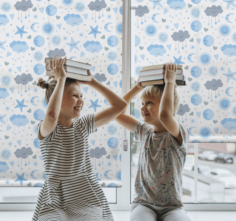 Blue starry pattern cloud roller blind - TenStickers