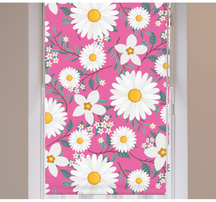 Pink daisies pattern blind flowers and plants - TenStickers