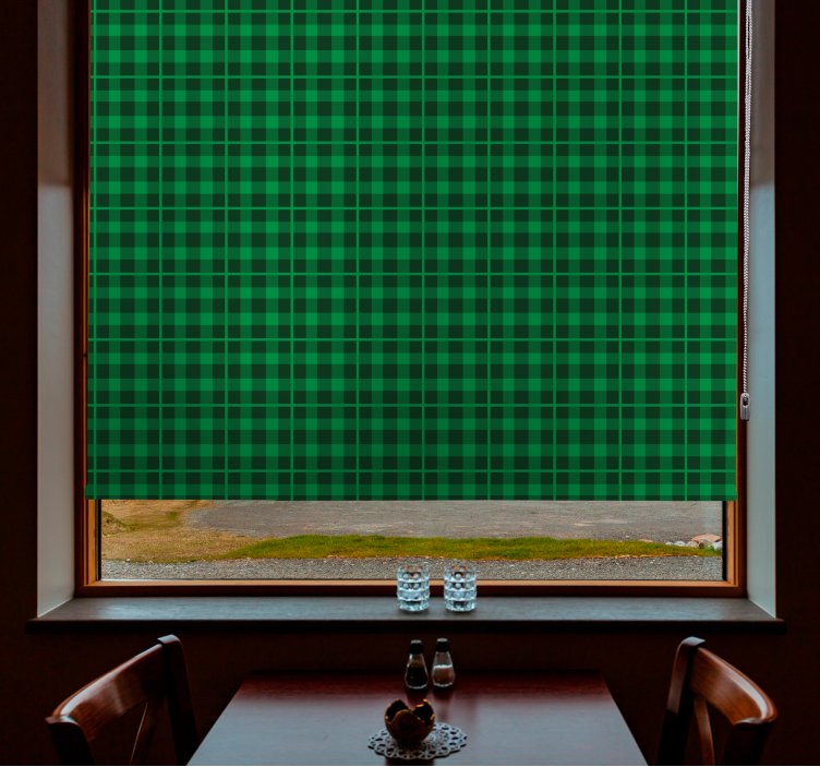 Classic Green Plaid pattern roller blind - TenStickers