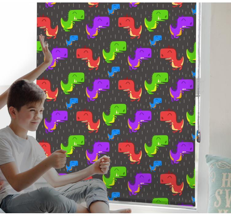 Colorful black patterns dinosaur blind - TenStickers