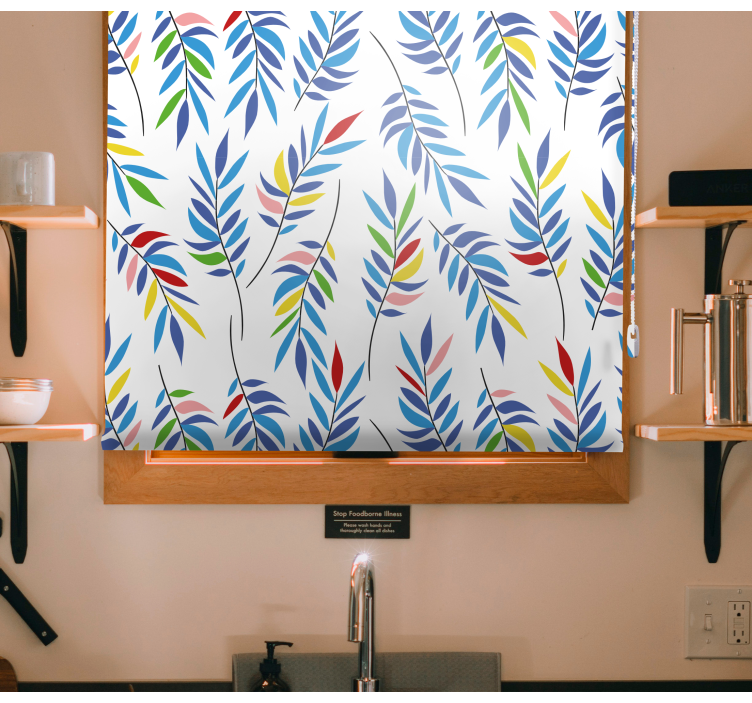 Colorful leafy pattern blind flowers and plants - TenStickers