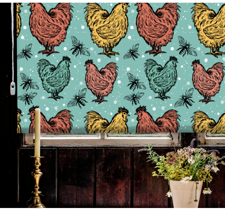 Colorful Rooster Pattern animals blind - TenStickers