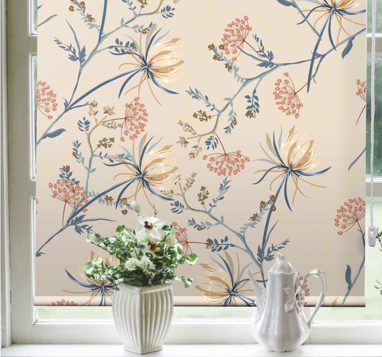 Floral Blossom Beige Pattern blind flowers and plants - TenStickers