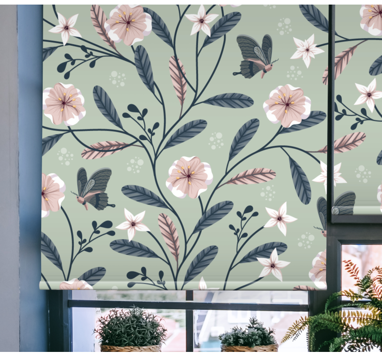 Floral Butterfly Patterns blind flowers and plants - TenStickers