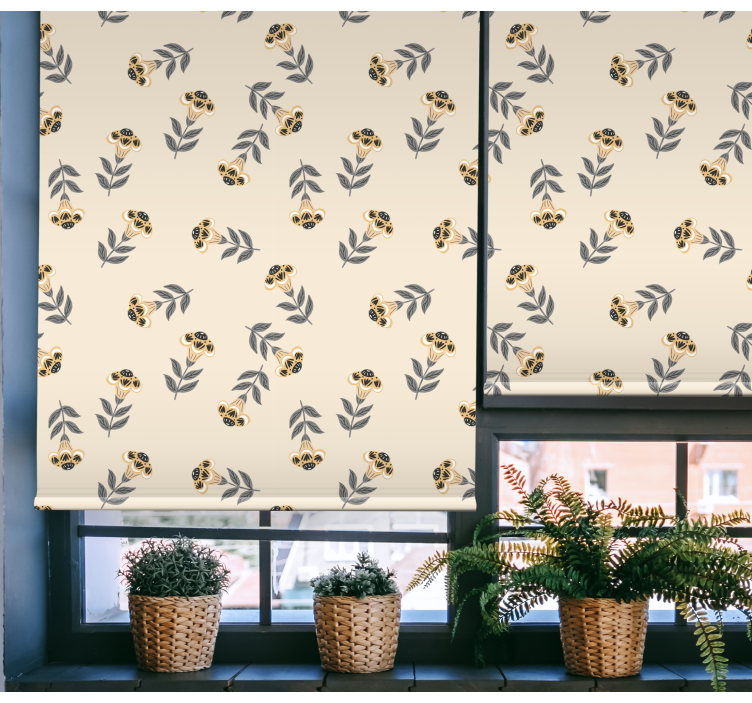 Beige minimalistic pattern blind flowers and plants - TenStickers