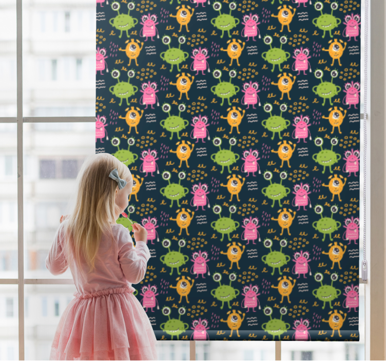 Funny colorful aliens pattern Childrens blind - TenStickers