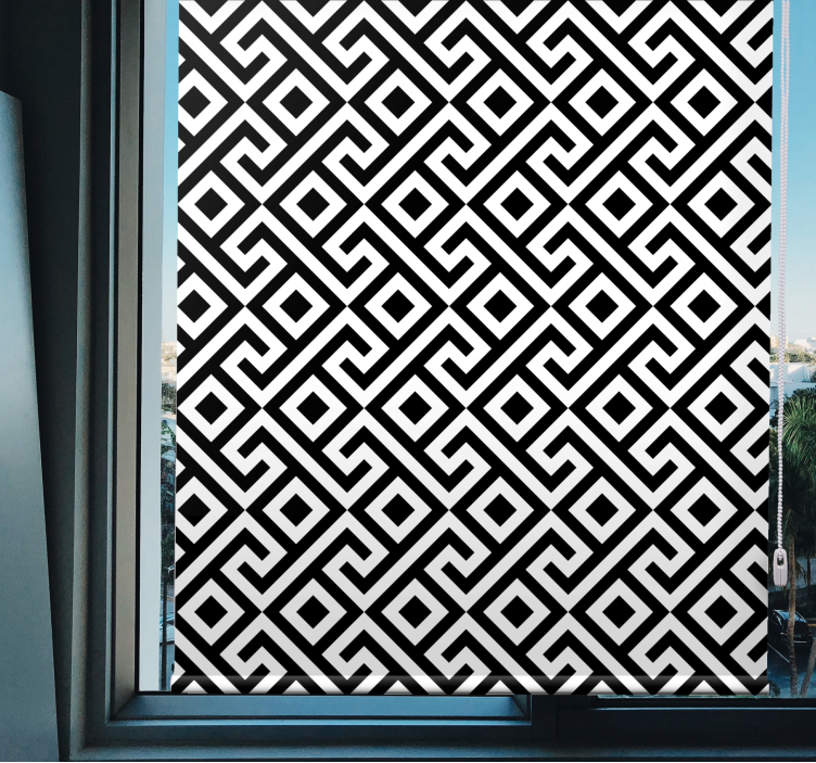Geometric Black White pattern roller blind - TenStickers