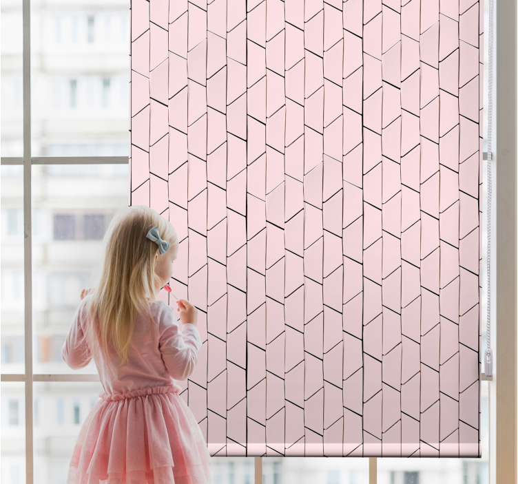 Pink geometric patterned design pattern roller blind - TenStickers