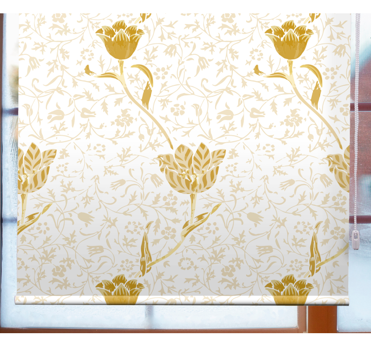 Golden elegant pattern floral roller blind - TenStickers