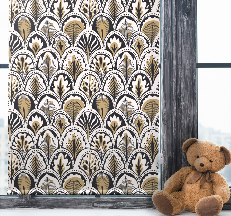 Golden pattern floral roller blind - TenStickers