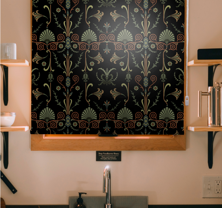 Graceful foliage motifs blind kitchen - TenStickers