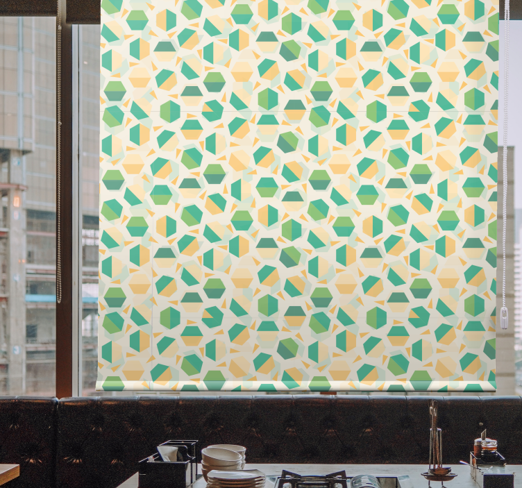 Green and Beige Hexagons blind - TenStickers