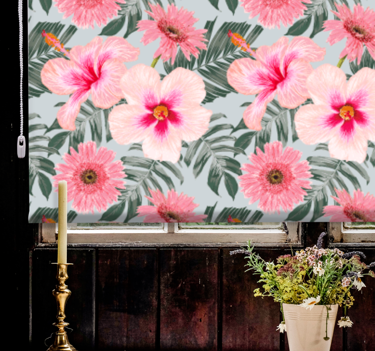 Hibiscus and flowers living room blind - TenStickers