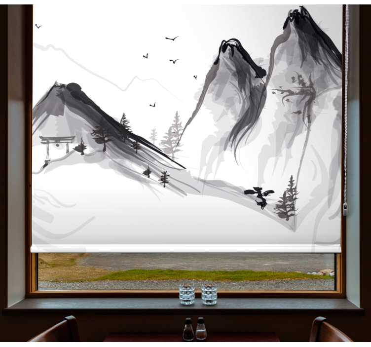 Japanese winter with mountains living room blind - TenStickers