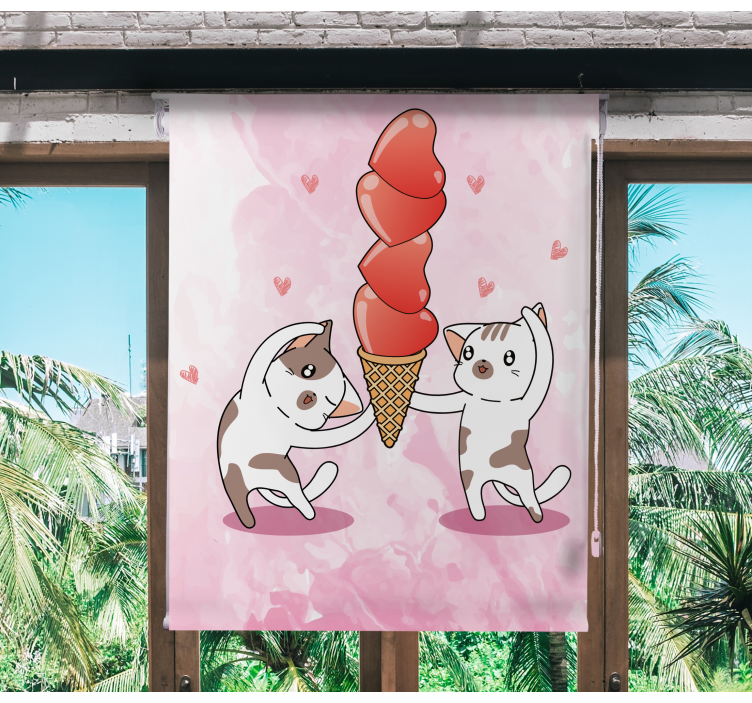 Kittens enjoying ice cream love blind - TenStickers