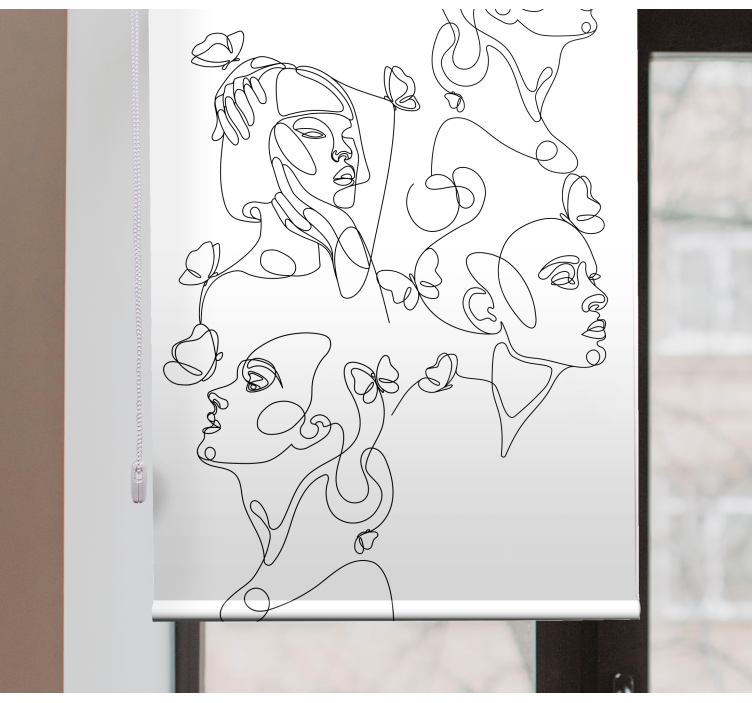 Line Art Faces art deco blind - TenStickers