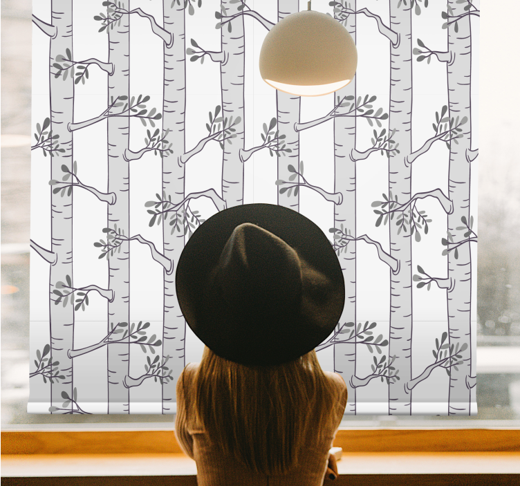 Minimalist grey pattern tree blind - TenStickers