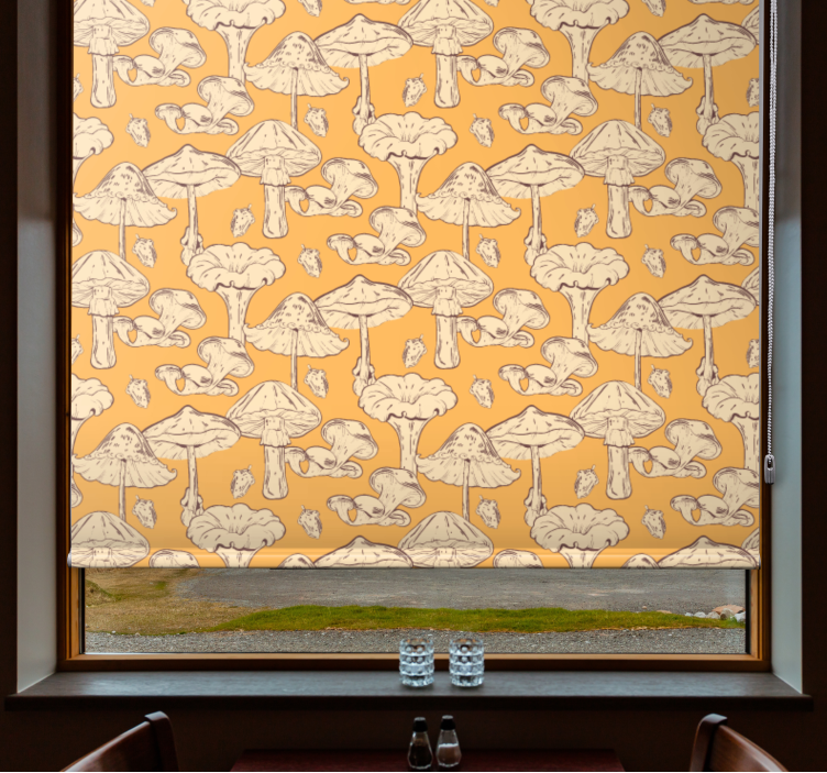 MUSHROOM PATTERN DESIGN floral roller blind - TenStickers