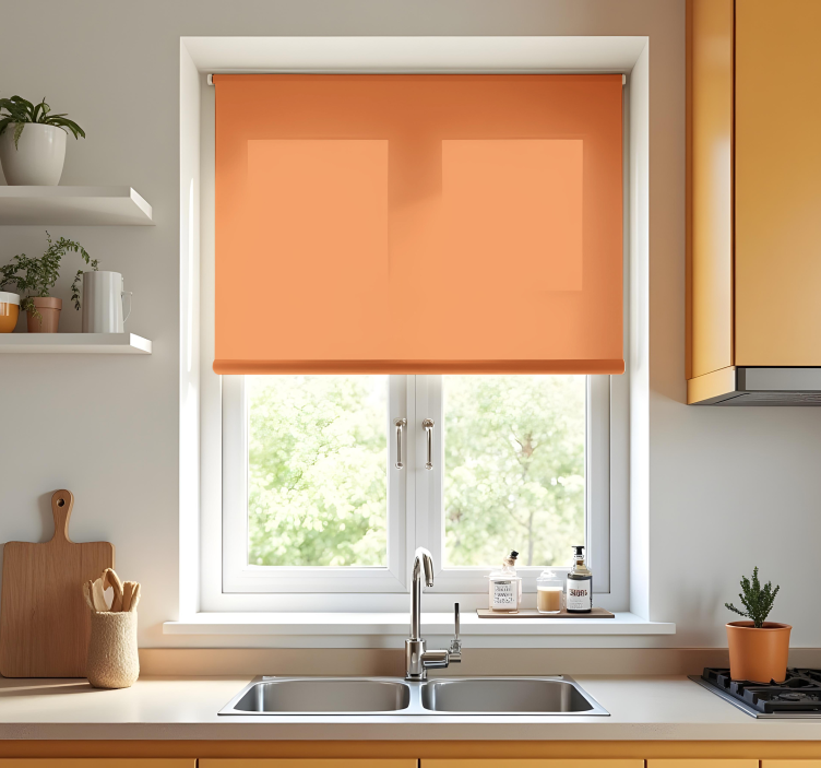 Orange monocolor blind kitchen - TenStickers